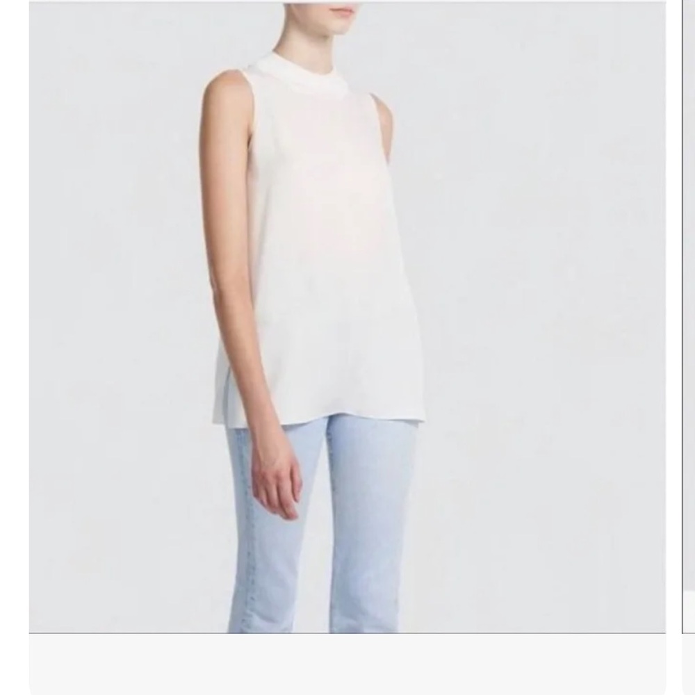 Theory Rib neck silk shell combo in white